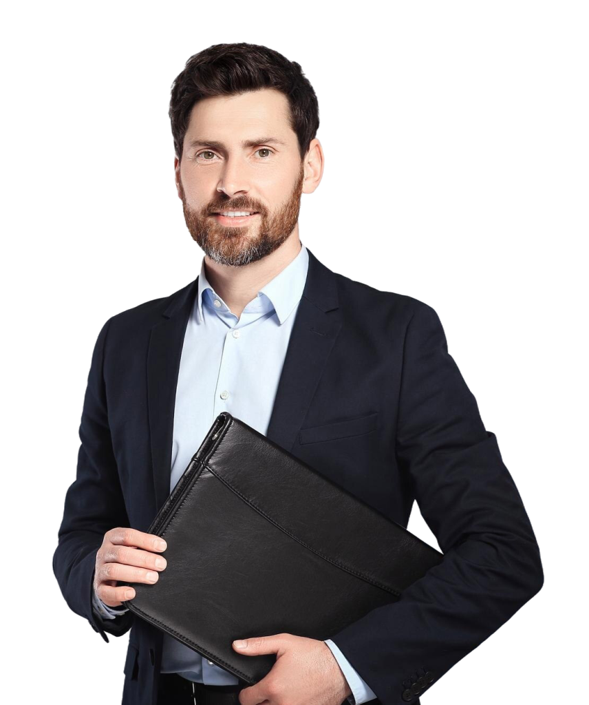 guapo agente inmobiliario cartera cuero espacio oficina texto e1748278127110
